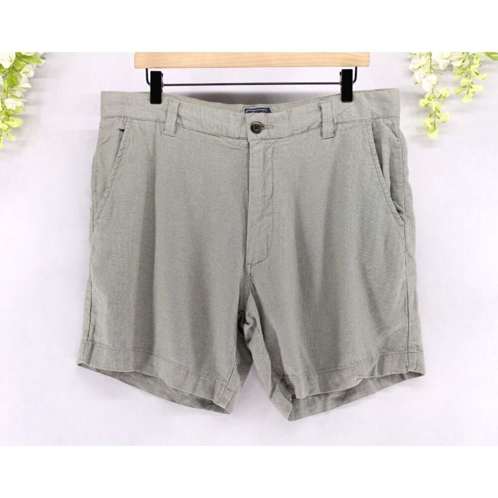 Grayers Men's Linen Blend Chino Casual Shorts Green Sage Sz 36X7